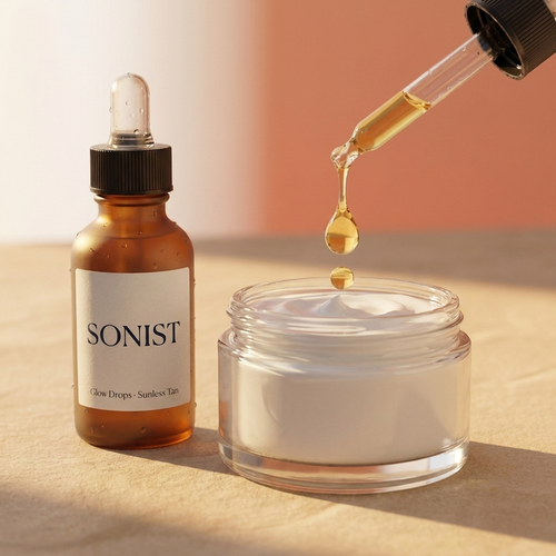 Sonist Glow Drops mixed into moisturizer