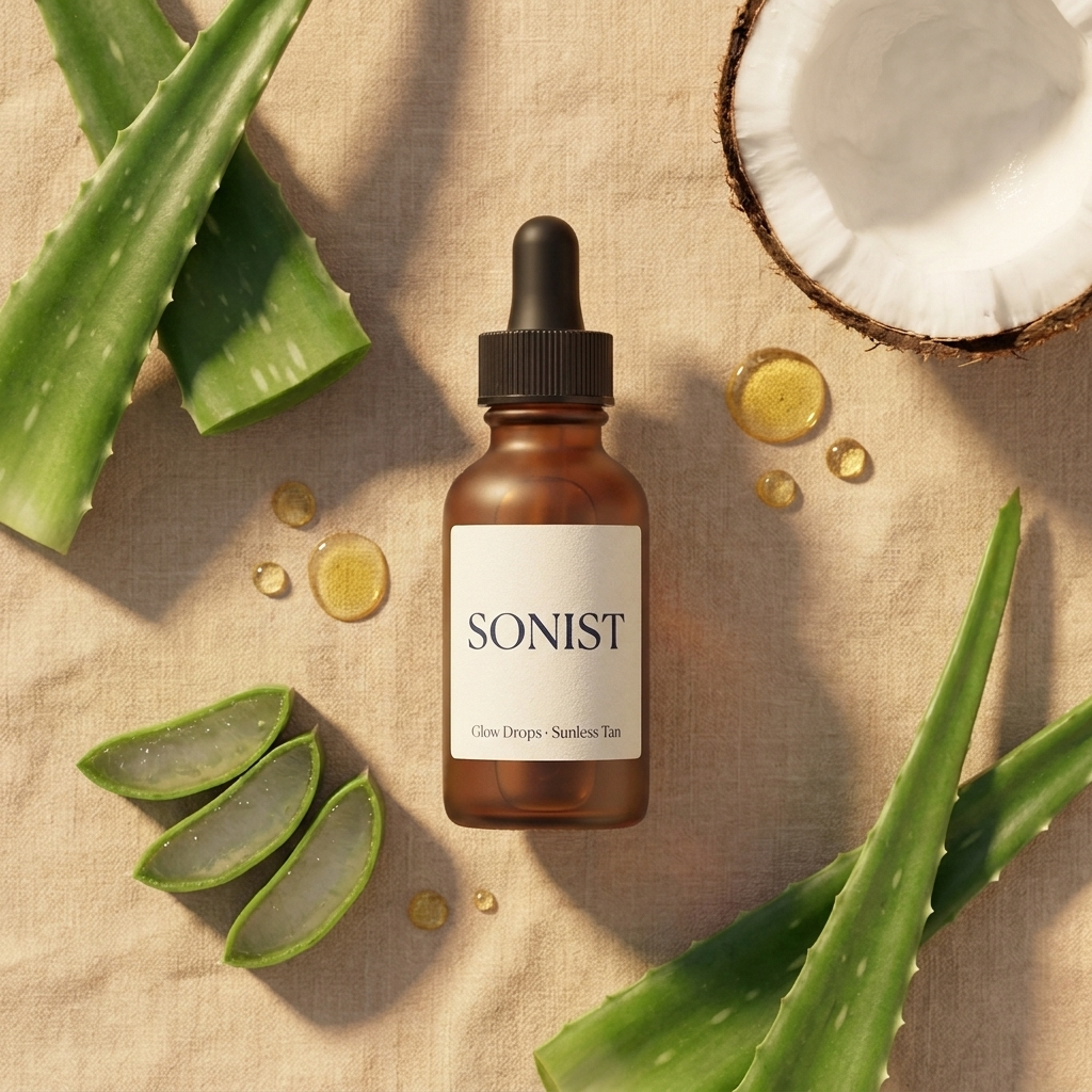 Sonist Glow Drops with aloe and coconut - clean ingredients