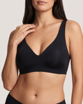 Sonist Jelly Bra in black — front deep-V plunge