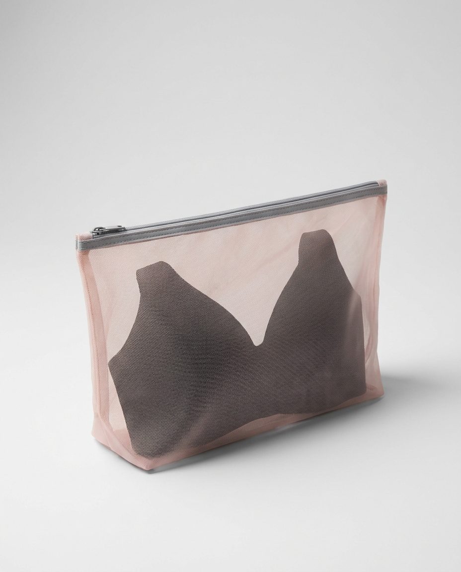 Sonist silk-mesh lingerie wash bag with jelly bra inside
